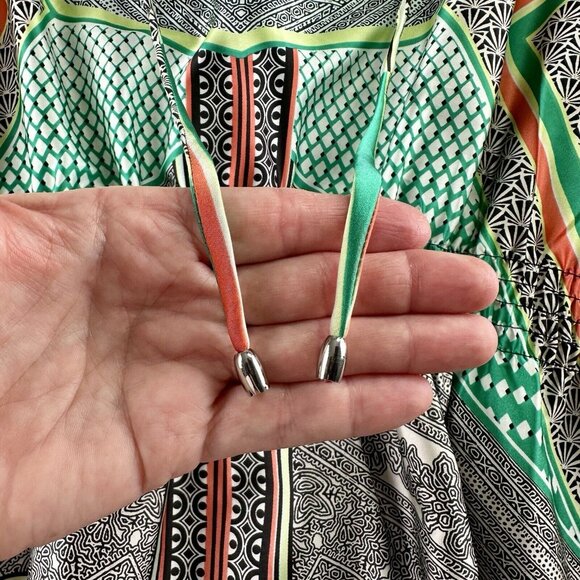 Calvin Klein Kimono Sleeve Blouse Women’s PTP 21.5" Multi Poly Tie Boho Flowy - Picture 8 of 14